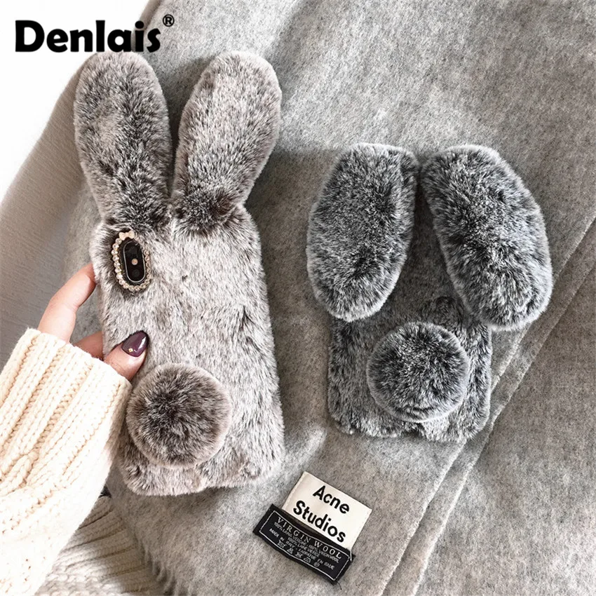 Buy Luxury Case For iPhone 7 6S Case Warm Rabbit Fur