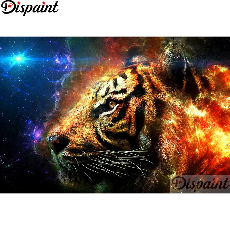 5D DIY Diamond Painting Partial Drill Embroidery Kits Colorful Tiger Art Decor