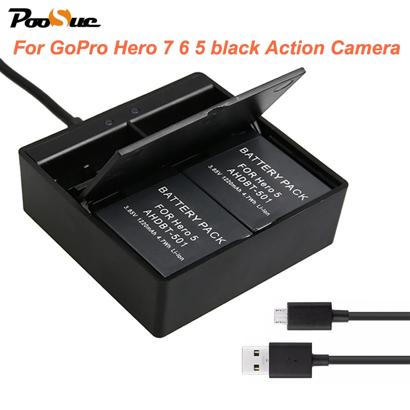 AHDBT-501 ahdbt 501 батарея коробка для хранения двойной USB зарядное устройство для Gopro hero 5 hero 6 hero 7 Gro Pro hero 5 hero 8 аксессуары для камеры