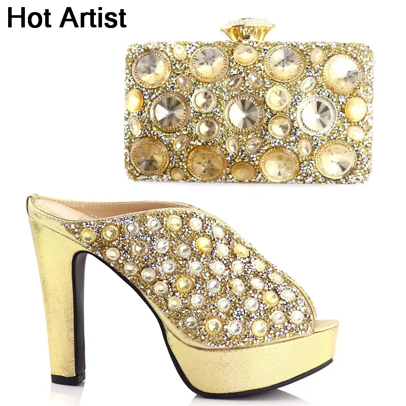 

Hot Artist Good Quality Italian Shoes And Bag To Match Set African Rhinestone Shoes And Bag Set For Wedding Size 38-42 TX-S999
