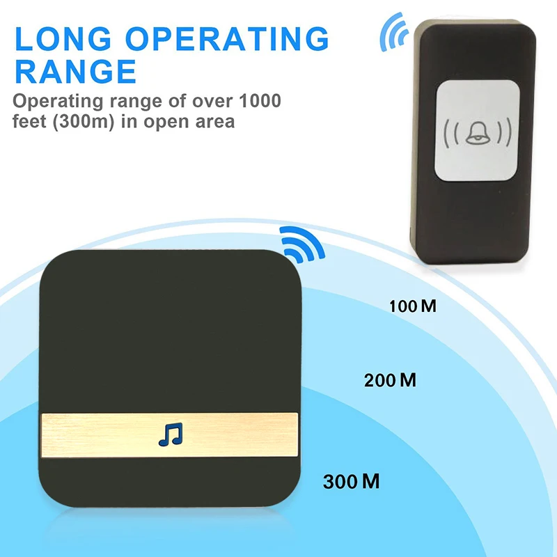 

Wireless Doorbell LED Smart Home DoorBell 200m Transmitted Range Mini Wireless Door bell 50 Ring Tunes