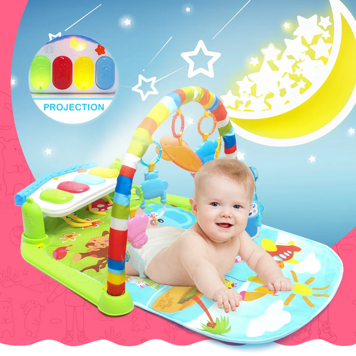 Colourful Baby Playmat Musical Toys Baby's Fitness Rack Light Music