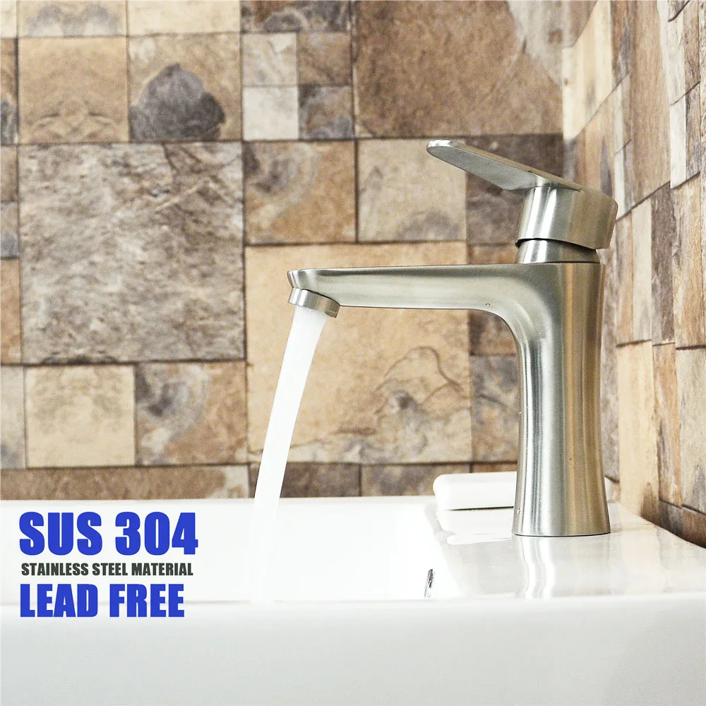 Stainless Steel bathroom faucet single hole basin faucet surface