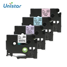 4 упаковки Ptouch лент Белый Фиолетовый Синий Розовый Совместимость для Brother TZe 231 MQF31 MQ531 MQE31 ламинированная этикетка на кассету