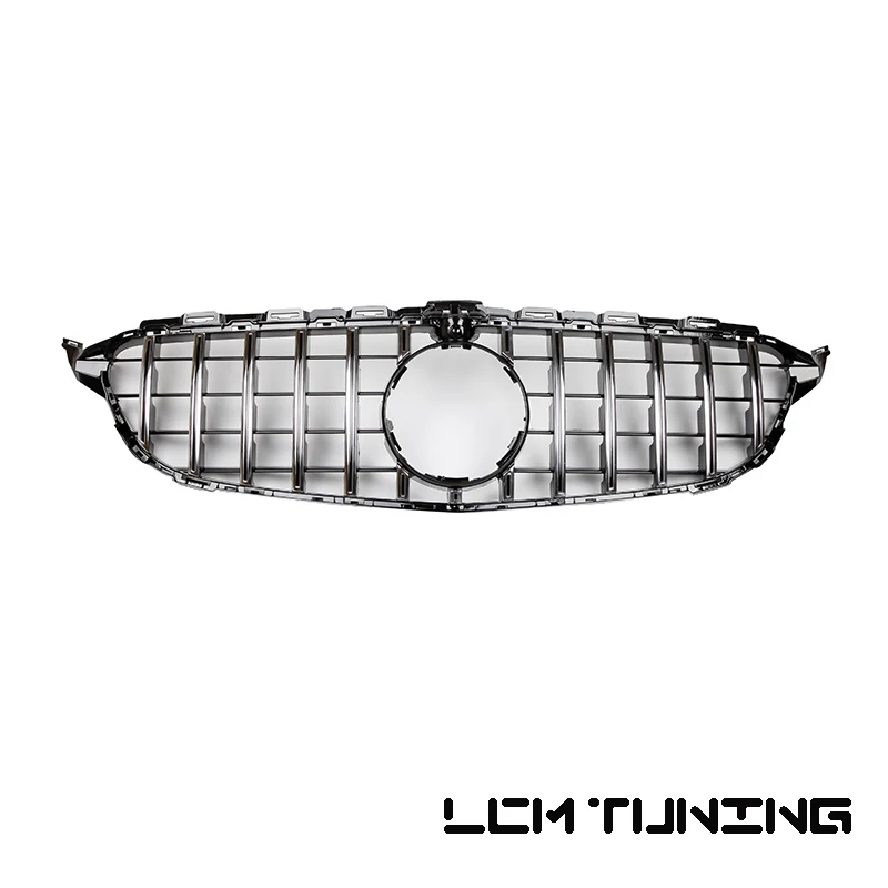 

For Mercedes For Benz C-class W205 2014-2018 with Emblem GT Sport Style Front Bumper Racing Grille
