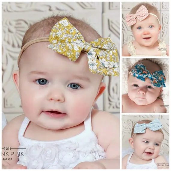 8PCS/lot Cute Baby Girls Headwraps Fabric Knot Bow Headband Children
