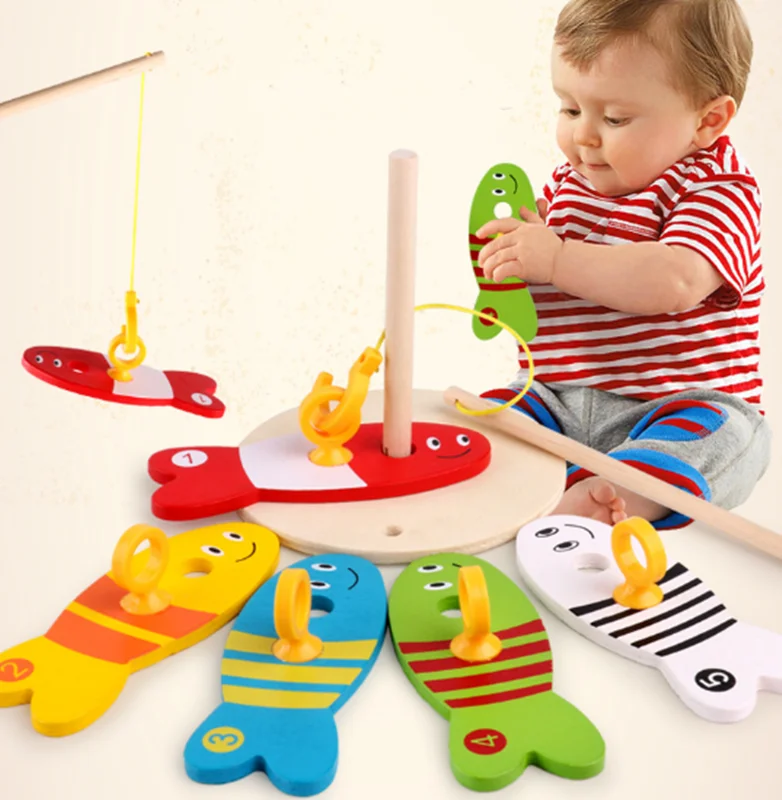 

8Pcs Educational Stories Learning Wooden Toys for Children Puzzle Fishing Digital Column Funny Kid Toy Gift