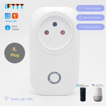 

30pcs 16A Israel WIFI Smart IL Plug Power Monitor Smart Socket Wireless Outlet Voice Control Work with Alexa Google home