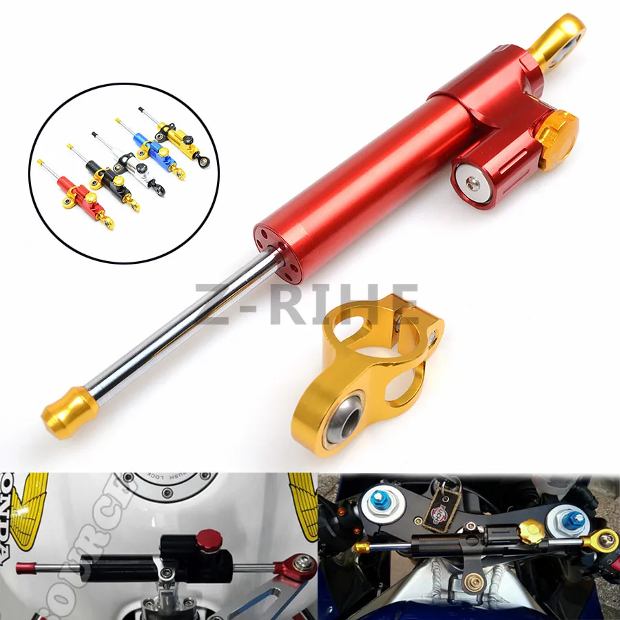 For Motorcycle CNC Universal Ohlins Steering Dampers Stabilizer Silver