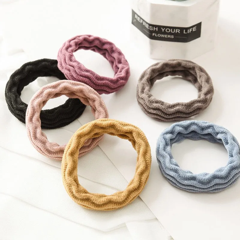 

5pc Wavy Candy-colored Elastic Rubber Hair Band Hair Accessories For Girls And Women