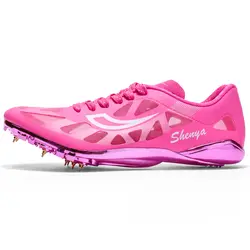 Трек поле шиповки для мужчин и женщин атлетика Спайк обувь для бега кроссовки легкий унисекс обувь розовый трек шипы