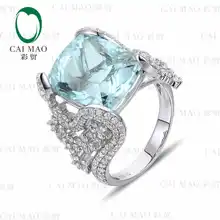 CaiMao 9 6 ct Natural Aquamarine 18KT 750 White Gold 1 52 ct Full Cut Diamond