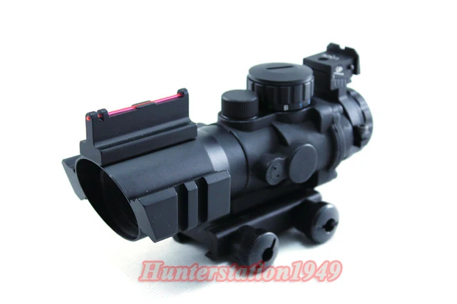 HQ SNIPER 4X32 RGB Tri-Illuminated Compact Scope Green Fiber Optics Sight Weaver