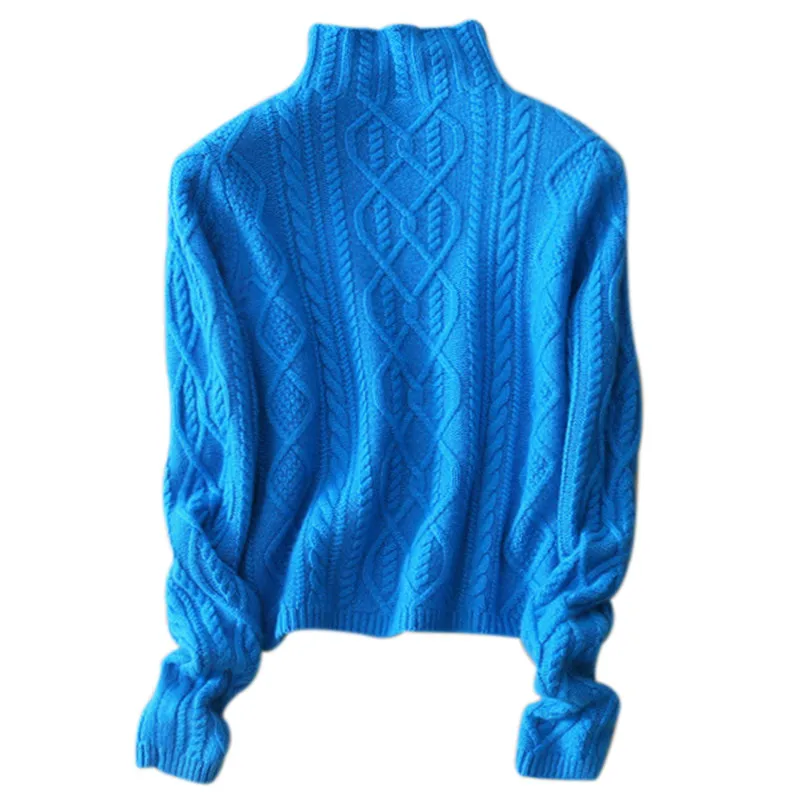 Зимний свитер женский высокий кашемировый свитер-пончо женский толстый свитер твист шаблон джемпер теплый пуловер