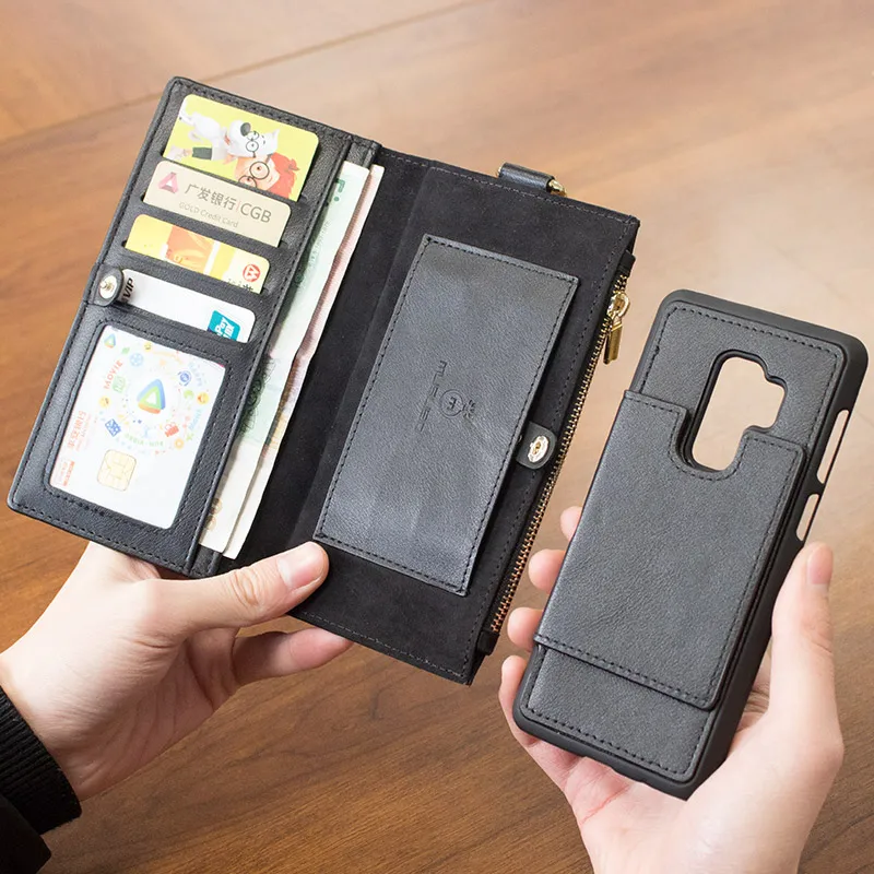 

Retro Leather phone Case Multi Card Holders Phone Case for samsung Galaxy S6 S7 edge s8 s9 plus note 7 8 original business Cover