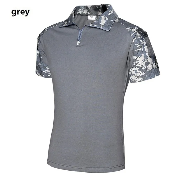 ZOGAA брендовые новые мужские Поло армейские тактические рубашки поло для мужчин военный топ с коротким рукавом камуфляжная Мужская рубашка поло - Color: Gray
