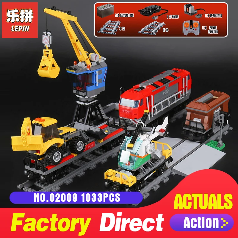 

Lepin 02009 1033Pcs City Series RC Heavy-haul Train Set 60098 Model Building Toy Building Block Toy As LegoINGlys Christmas Gift
