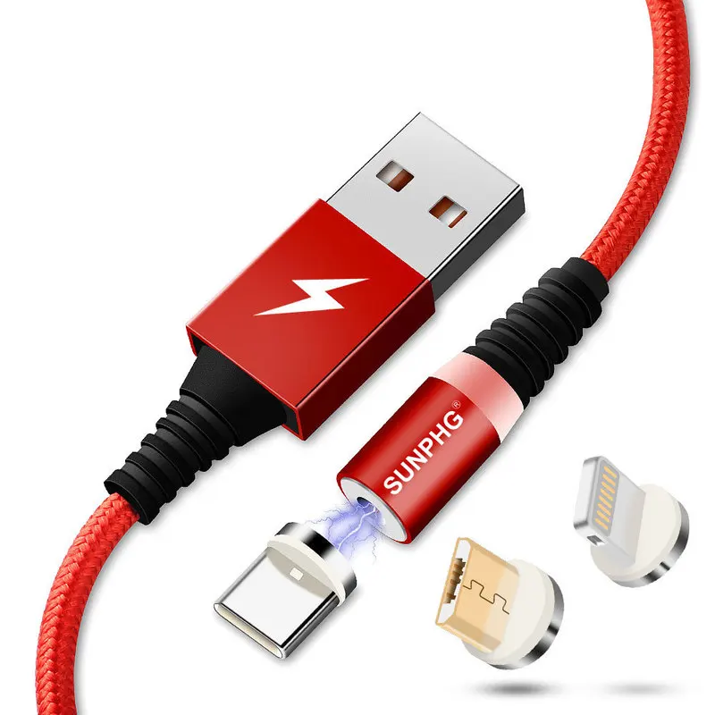 

Round Head Supporting Data Charging Micro USB TYPE-C Magnetic Absorption Fast Charging Mobile phone cables For Xiaomi Huawei