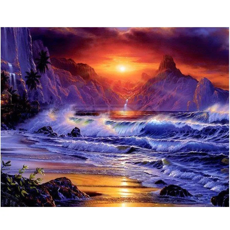 Diamond Embroidery 5D DIY Diamond Painting Sea Sunset Landscape Diamond