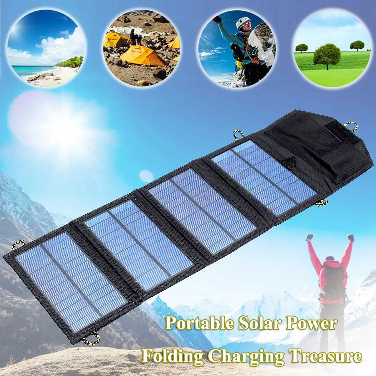 outdoor 7W 5V Portable Folding Solar panel USB Charger Charging for
