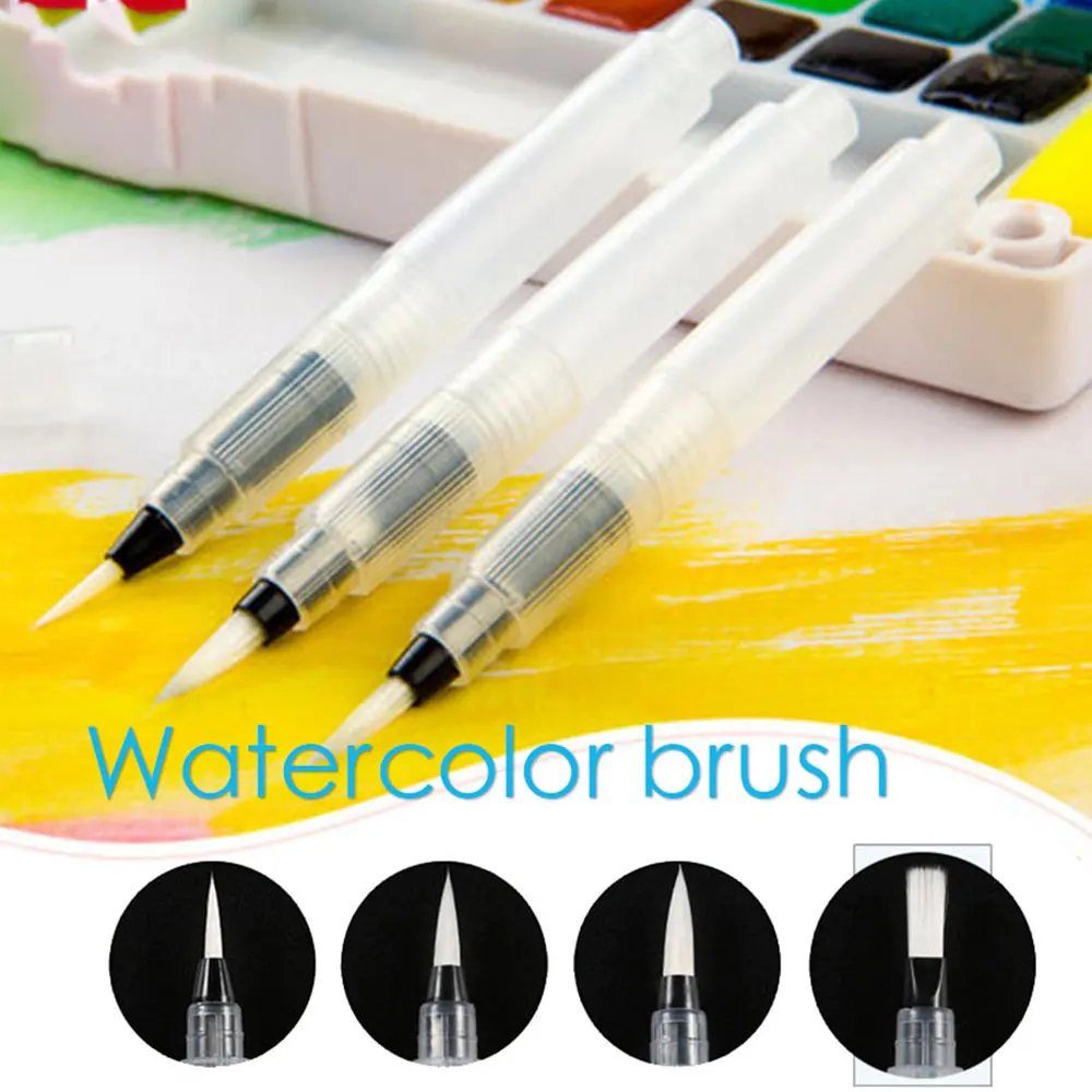 

Writing Pen Watercolor Brush Painting Brush Three Outfit Waterbrush Plastic Writing Draw Brush School Stationery Durable