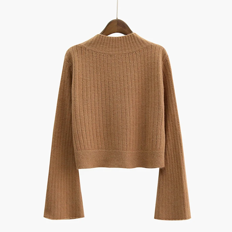 Women Cardigan Knitted Sweater Bell sleeve V-neck Female Cardigan With Buttons Short Sweater Women Cardigans Sweater XY404 Women Cardigan Knitted Sweater Bell sleeve V-neck Female Cardigan With Buttons Short Sweater Women Cardigans Sweater XY404