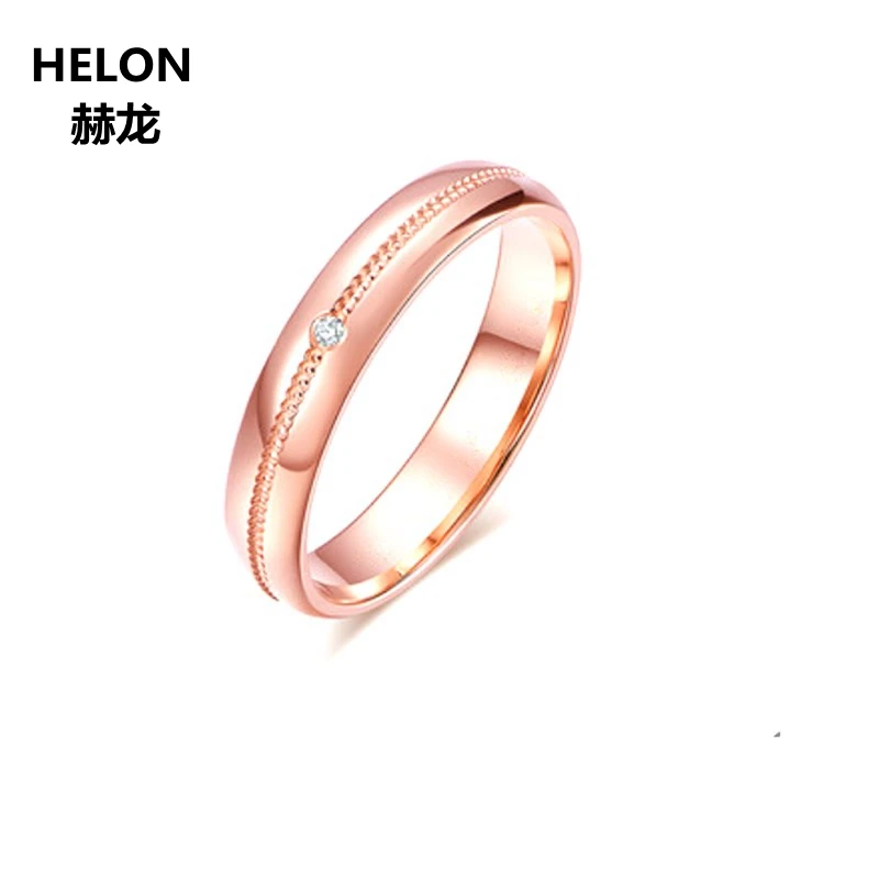 Натуральные бриллианты обручальное кольцо для женщин и мужчин Твердое 14 к розовое Золотое кольцо для пары влюбленных обещаний хорошее ювелирное изделие 2 мм 4 мм ширина