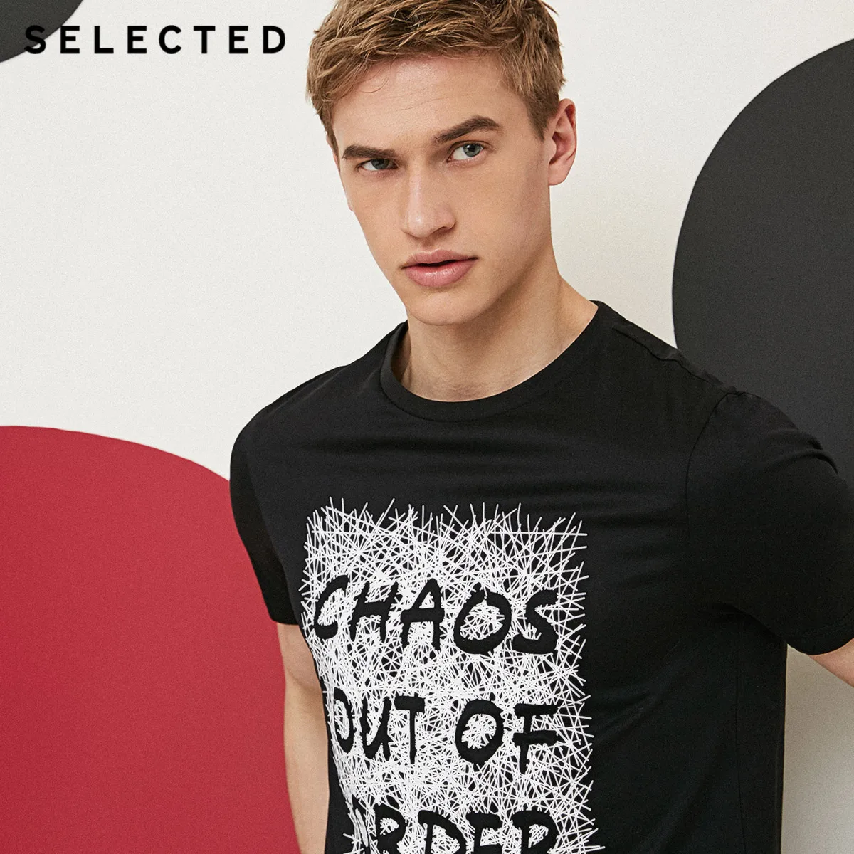 SELECTED men's cotton offset business casual knit short sleeve T Shirt