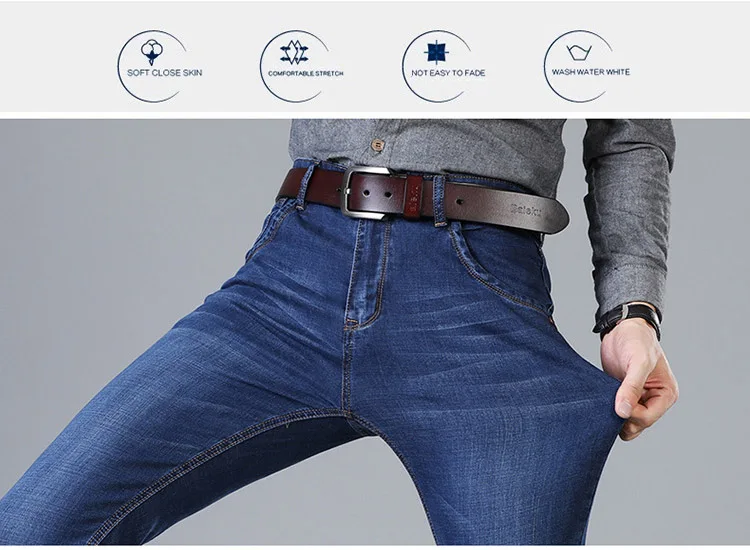 HCXY 2018 Весна Для мужчин s Прямые Джинсы Качество ткани джинсовые штаны для мужчин брюки Бизнес Повседневное классические джинсы Для мужчин