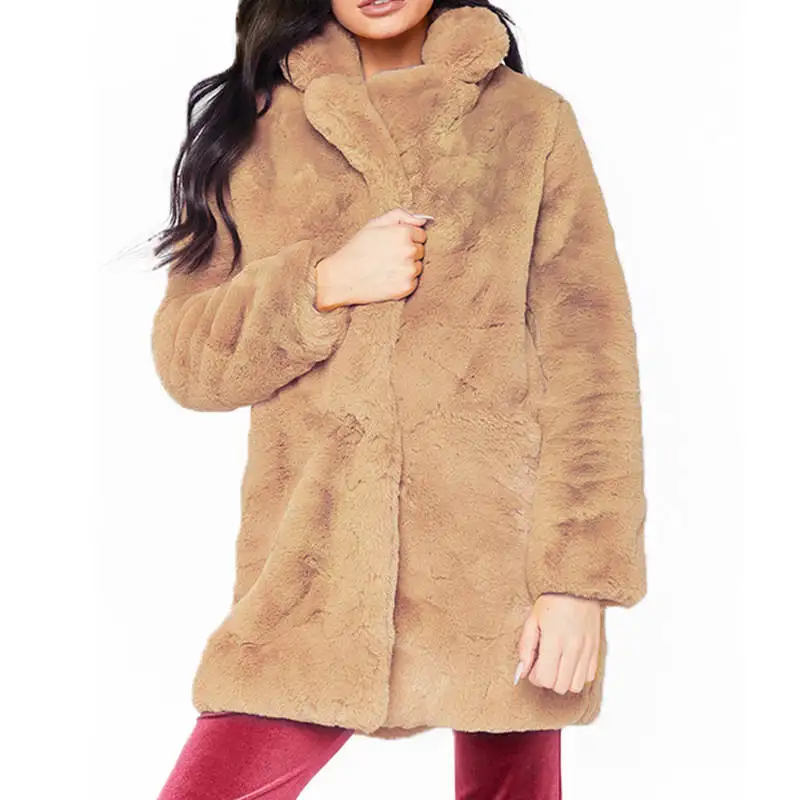 Зимняя женская куртка из искусственного меха, модная куртка из искусственного меха с воротником-стойкой, Chaquetas Mujer, Толстая теплая куртка большого размера, верхняя одежда