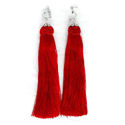 Модные длинные серьги с кисточками без отверстий клипсы для ушей разноцветные кисточки клипсы без пирсинга очаровательные женские серьги ручной работы CE101 - Окраска металла: Red