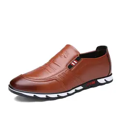 Модная кожаная обувь мужская повседневная обувь 2019 г. Новые мужские лоферы мягкая обувь для вождения мужские мокасины на плоской подошве