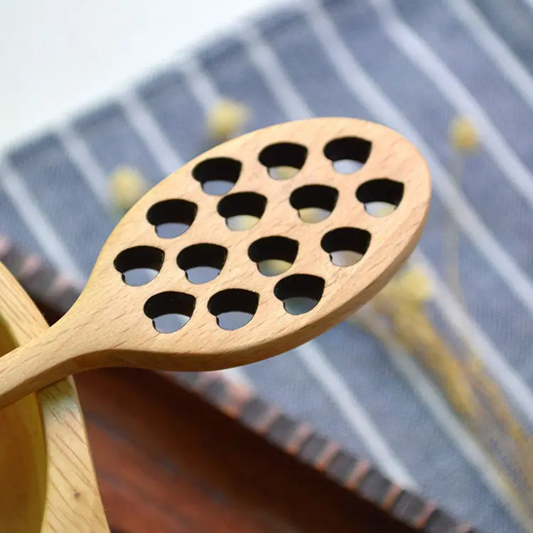 Handcraft Wooden Honey Dippers Honey Server Spoon Heart Shape Wood Honey Stick Tea Accessories Tableware (3)