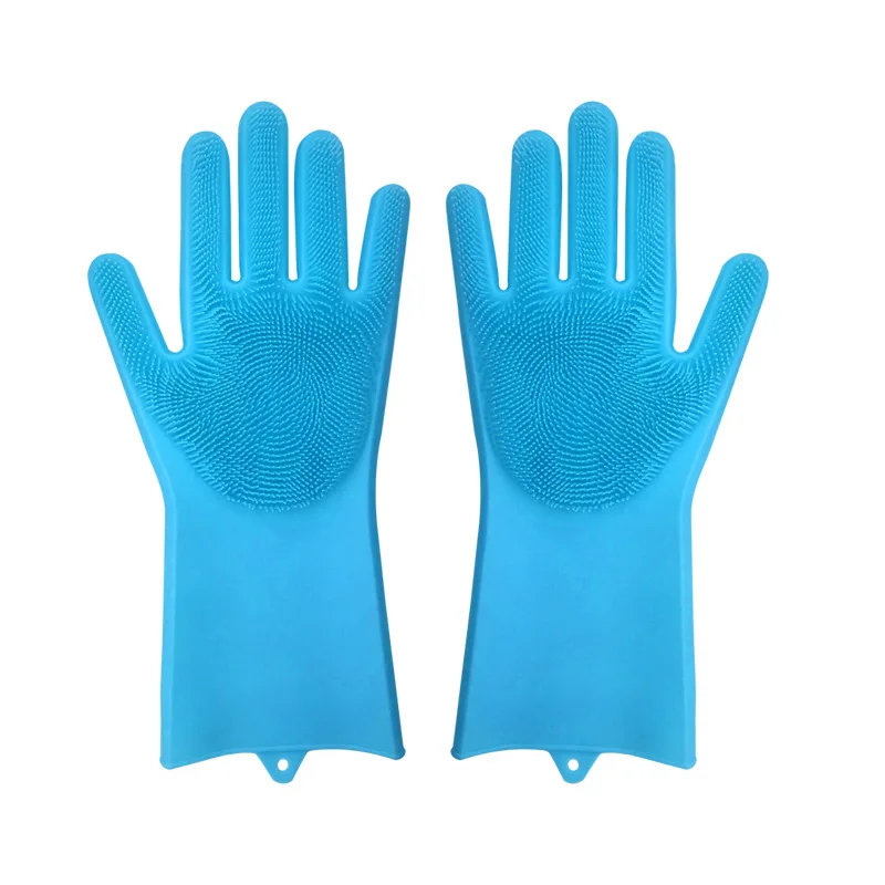 Волшебные силиконовые перчатки для мытья посуды, экологически чистые чистящие для многоцелевой кухонной кровати, ванной, по уходу за волосами, рождественские украшения - Цвет: blue