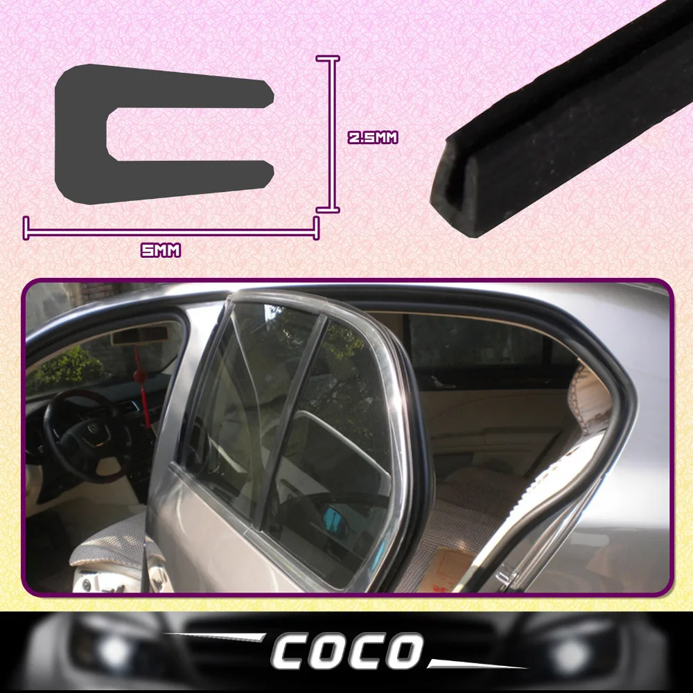 

ON SALE 5mm*2.5mm U Pillar Black PVC 236"600cm Car Auto Truck Edge Rubber Trim Edge Strip Seal Car Rear Quarter Panel Seal #55
