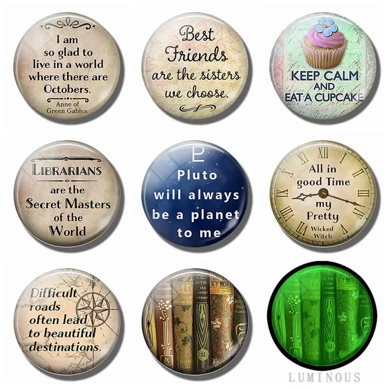 

Inspirational Life Quotes Fridge Magnet Set 8PCS 25MM Luminous Glass Refrigerator Decoration Interesting Letter Magnetic Sticker
