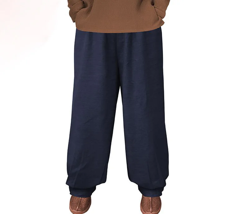 Унисекс; сезон осень-зима; Плотные хлопковые и льняные брюки в стиле Дзен-буддистских монахов шаолин; штаны для кунг-фу; шаровары для боевых искусств