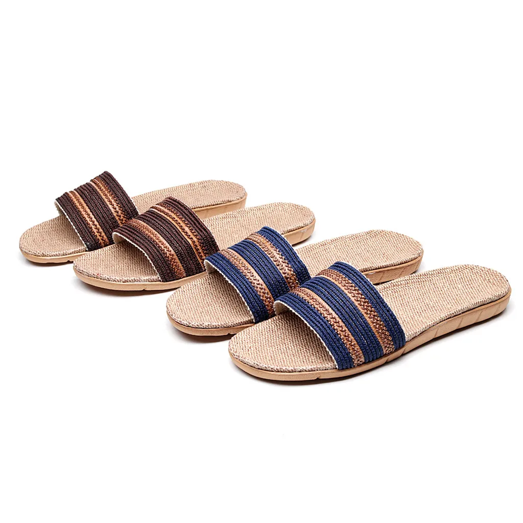 

Men's Couple Indoors And Outdoors Wear Non-slip Beach Sandals And Slippers Linen Slippers Zapatos De Hombre Chaussure Homme 30