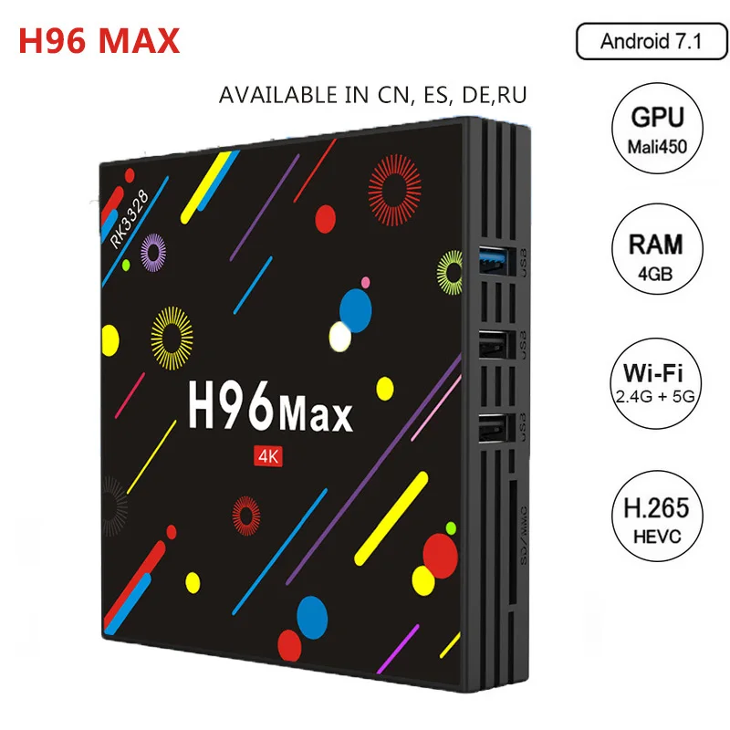 

H96 MAX H1 Android 7.1 TV Box 4GB RAM 32GB ROM Set Top Box RK3328 2.4G/5G Wifi Bluetooth 4.0 4K H.265 Media Player pk h96 pro
