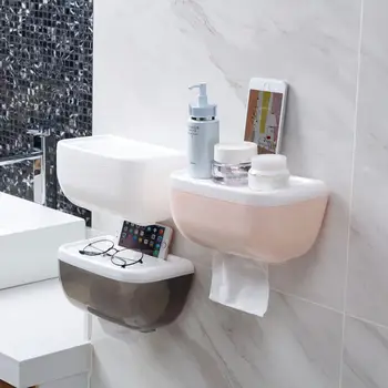 

Wall Mounted Bathroom Tissue Dispenser Napkin Holder Bathroom Car Tissue Box Paper Tray Roll Waterproof Toilet Paper Shelf