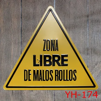 

ZONA LIBRE Triangle Shape Tin signs IRON Wall Sticker Metal Tin Sign Coffee Shop Wall Decor House&Garden decor