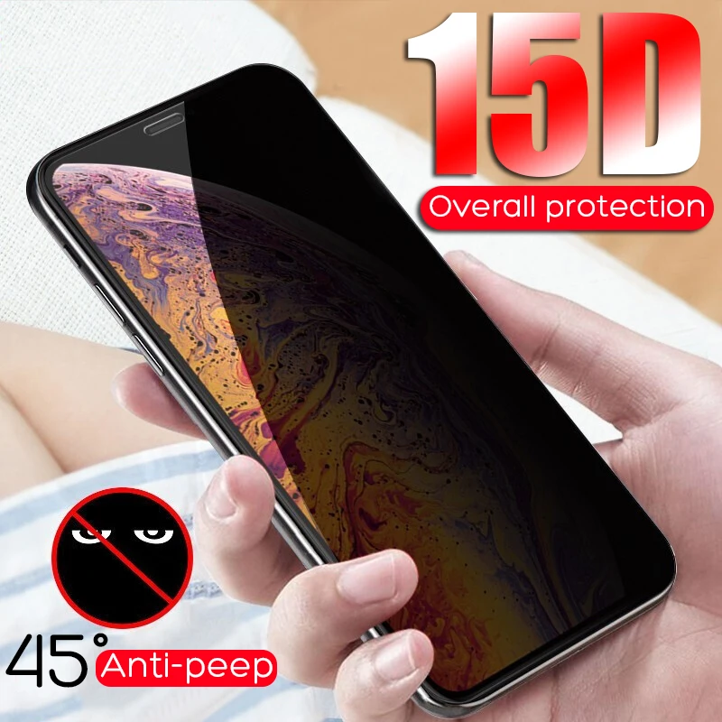 

15D Full Cover Anti Glare For iPhone 6 6s Plus Tempered Glass Anti-peeping For iPhone 7 8 Plus X XS MAX XR 10 Screen Protection