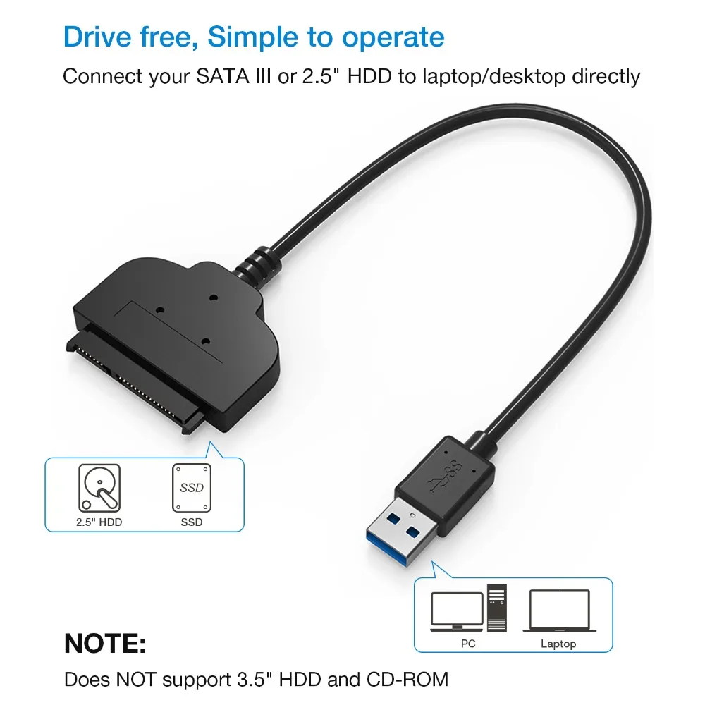 JZYuan SATA к USB 3 0 2 5 дюймовый жесткий диск 22 Pin высокоскоростной кабель переходник для