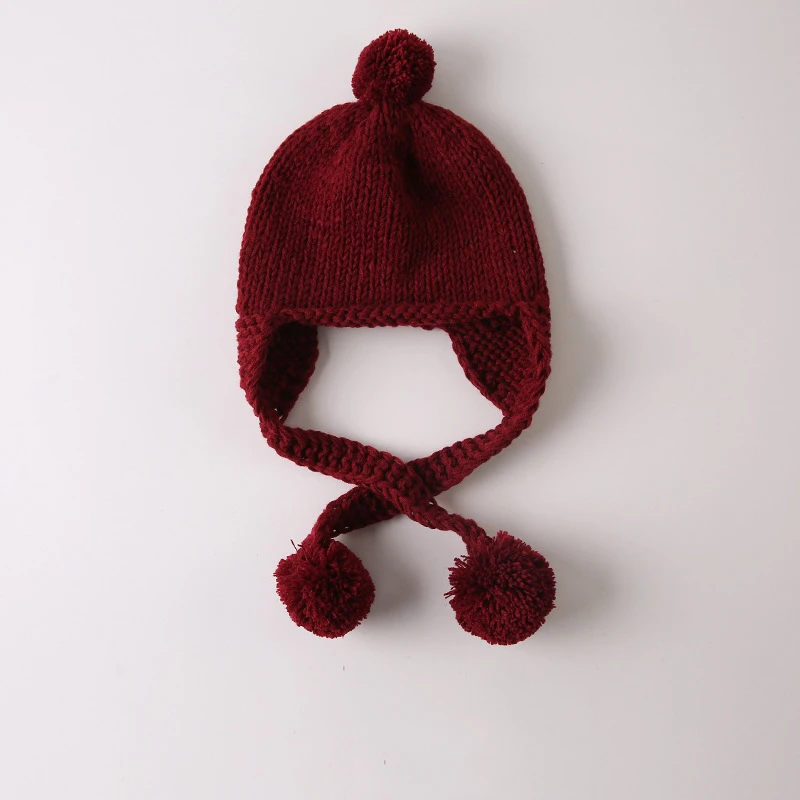 Милая зимняя детская шапка с помпонами; хлопковая вязаная детская шапка для девочек и мальчиков; детская шапка; Товары для малышей