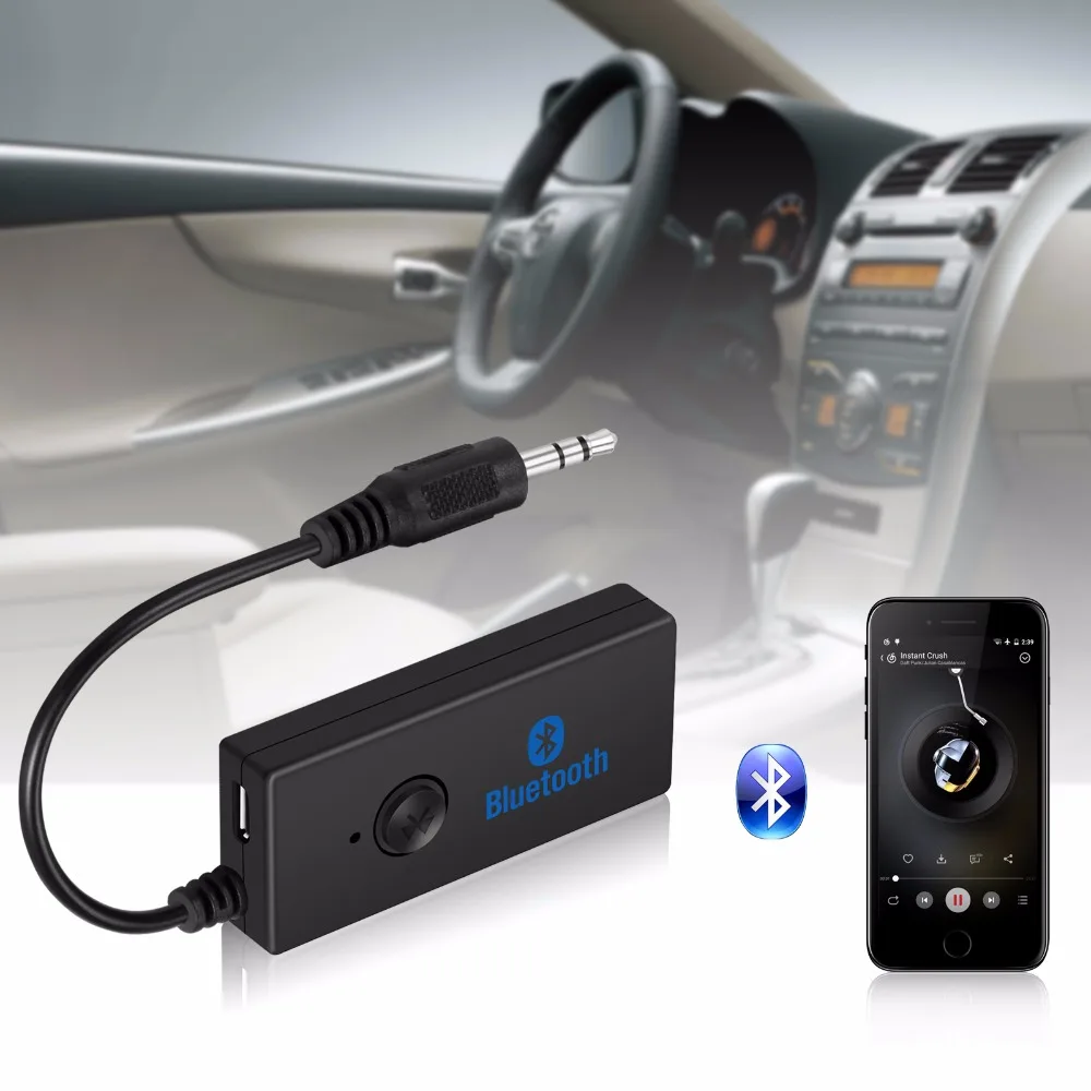 

2019 Handsfree Car Bluetooth Music Receiver Wireless Car kit Aux Audio Receiver Adapter Bluetooth Music Receiver