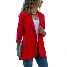 2020 new spring Women Blazer Long Sleeve Open Front Lightweight Casual Office Lapel Turn Down Collar Slim Jacket Outwear Female