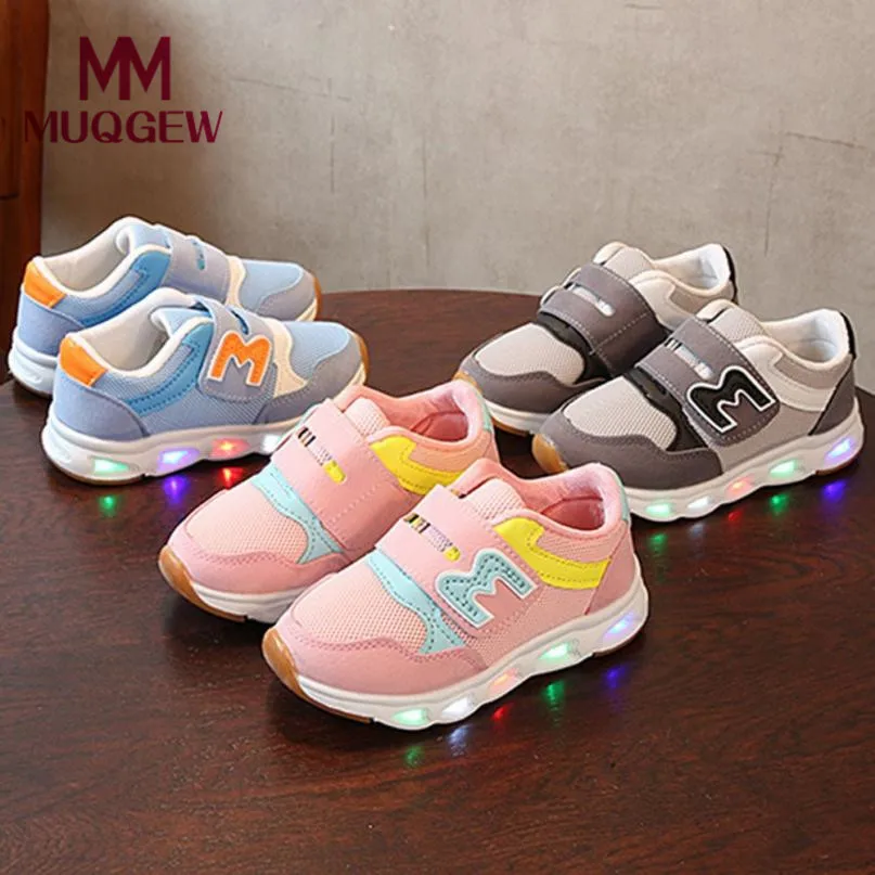 

MUQGEW Luminous Sneakers for Girls Children's breathable sports shoes glowing sneakers for boys girls #XTN