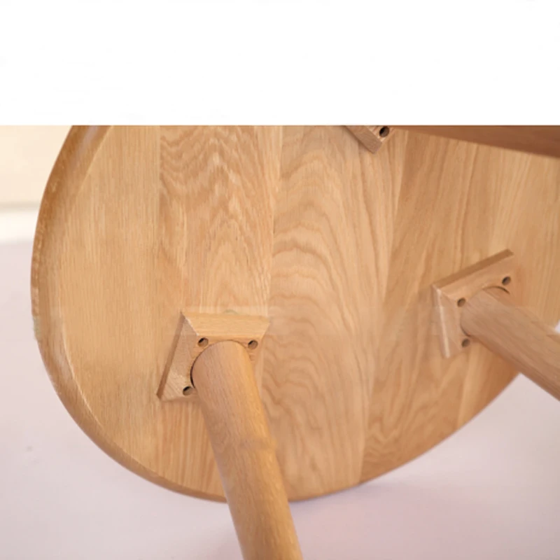 60 CM Round White Oak Wooden Table Coffee Table