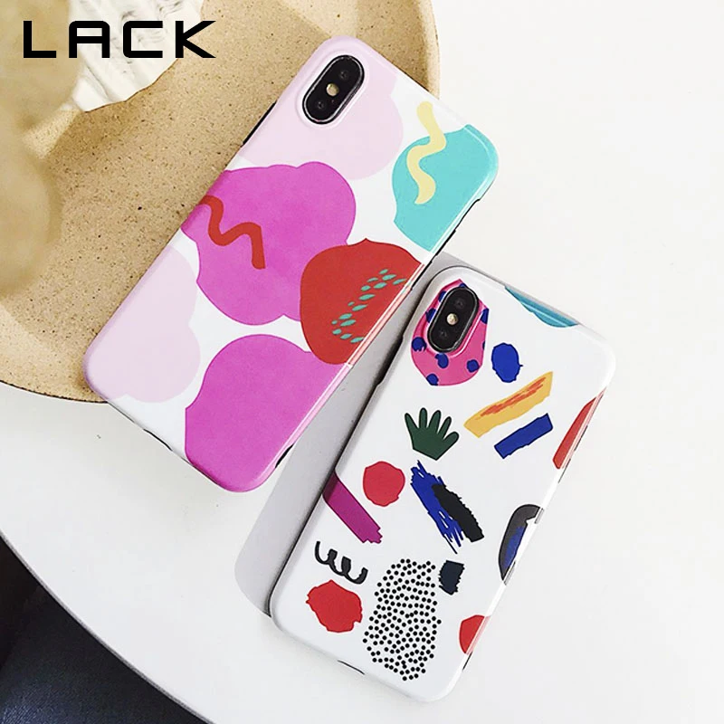 

LACK Colorful Cartoon Phone Case For iphone X Case For iphone 6 6S 7 8 Plus Luxury Soft IMD Back Cover Lovely Art Graffiti Cases