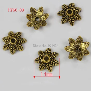 

free shipping 85pcs 66-89 tibetan Antique StyleTone Small Flower antique gold plated spacer beads caps